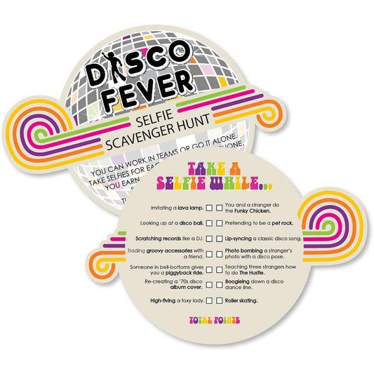 70's Disco - Selfie Scavenger Hunt - 1970's Disco Fever Party Game - Set of 12