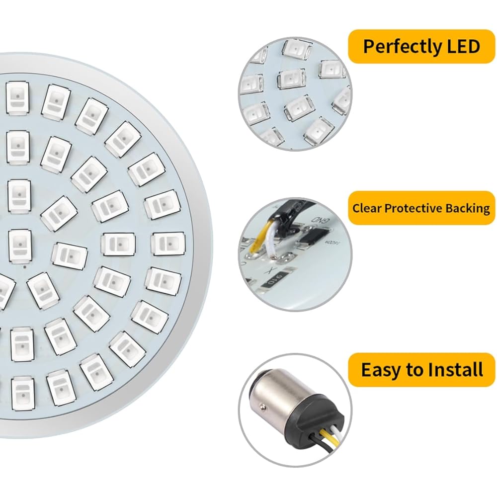 PBYMT 1157 Front Rear LED Turn Signal Light Insert Bulb 2" Bullet Smoke Lens Cover Compatible with Harley-Davidson Softail Dyna Touring Road King Street Electra Glide 1986-2023
