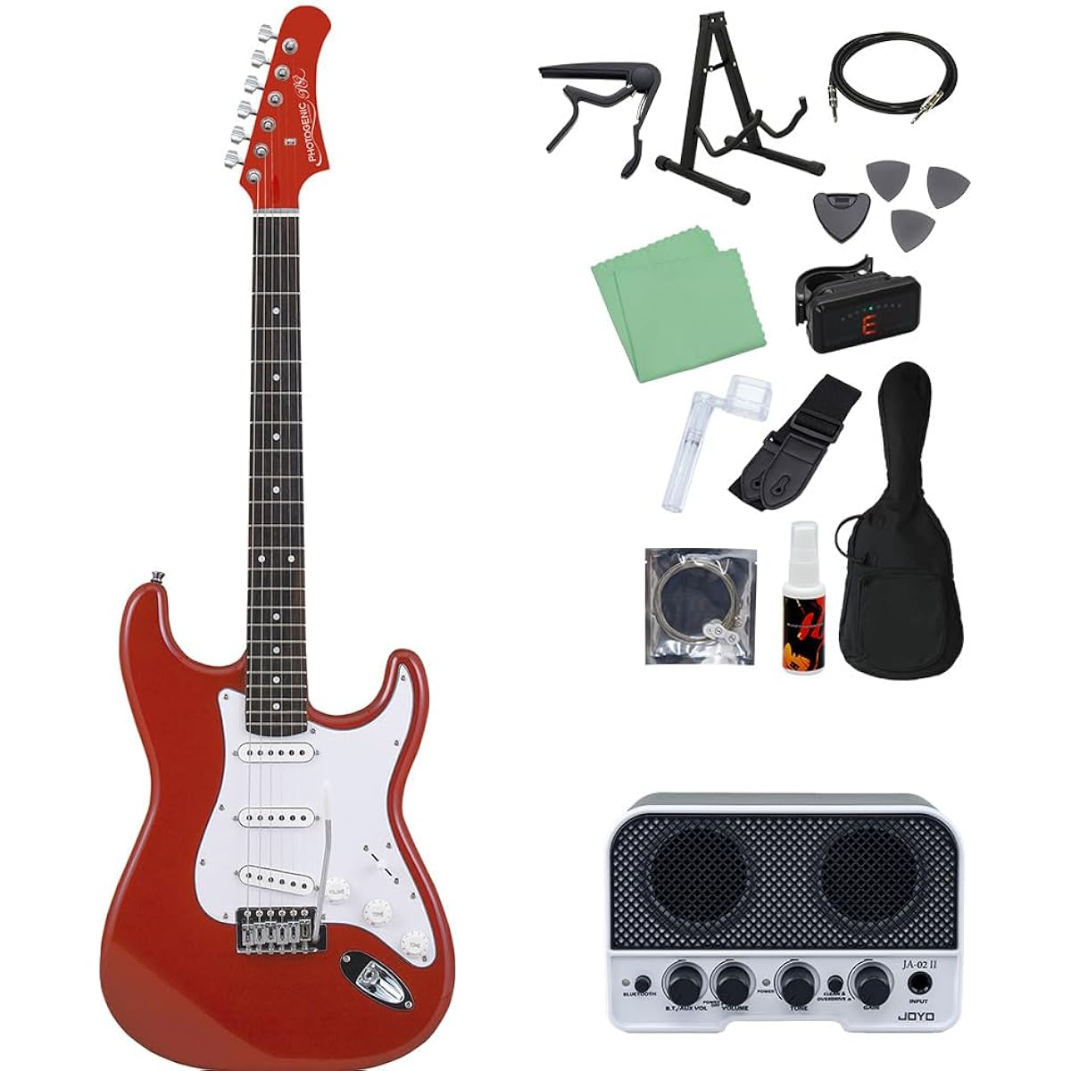 Photogenic ST-180 MRD Electric Guitar Beginner 14-piece Set [Includes Bluetooth Mini Amplifier] Stratocaster Type Photogenic