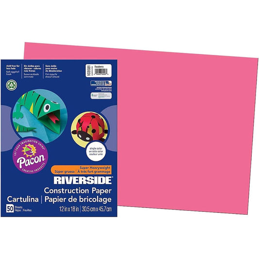 (Raspberry) - PACON CORPORATION 103581 Riverside Construction Paper 34kg. 12 X 18 Raspberry 50 Sheets/pack