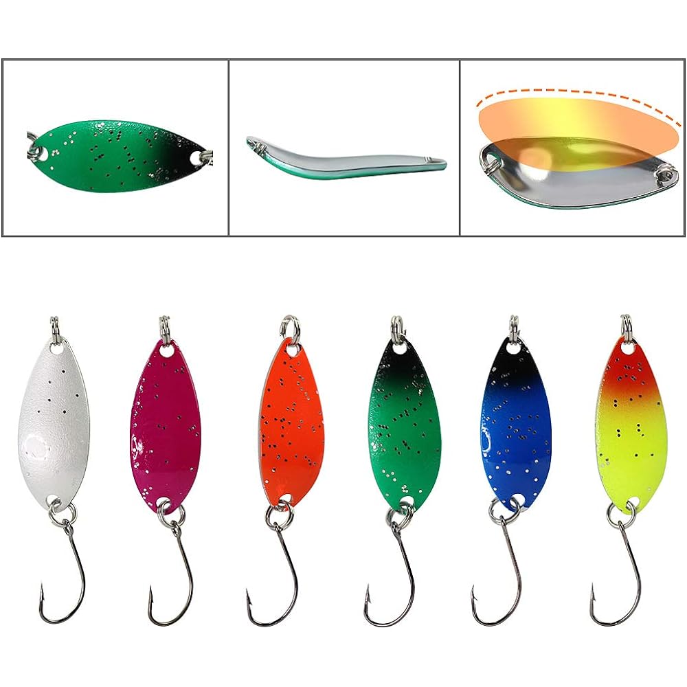 Spoon Lure Sequin Fishing Lure Set of 12 Fishing Lure Kit Pipe Fishing Mountain Stream Fishing Trout Rainbow Trout Ito Brown Char Yamame
