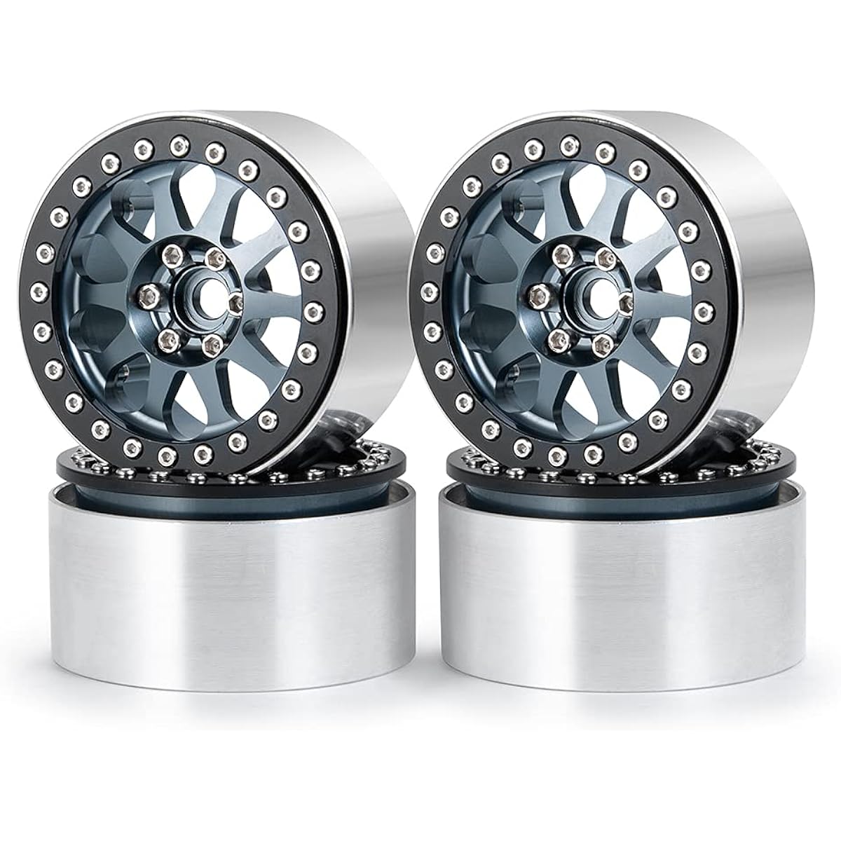 RCLIONS Aluminum 2.2" RC Beadlock Wheel Rims 35mm for Axail Wraith RR10 1/10th RC Crawler Truck Car 4pcs