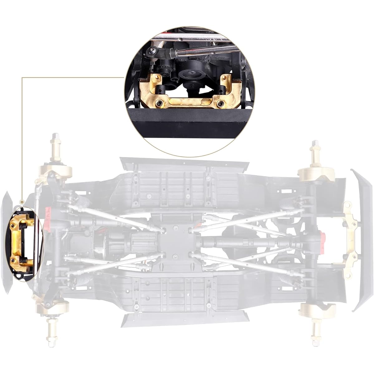 Hobbypark Brass SCX10 III Servo Mount Bracket with Tie Rod Front Bumper Frame Upgrade Parts for Axial SCX10 III AXI03007 1/10 RC Crawler Car