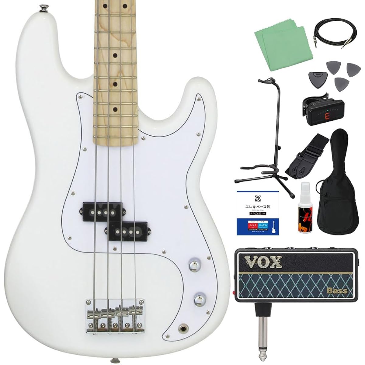 LEGEND LPB-Z M White Bass Beginner 12-piece set [with amPlug] Precision bass type Legend