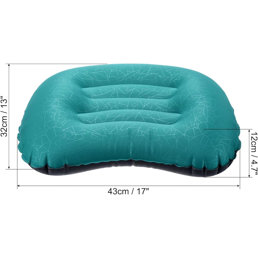 PATIKIL Inflatable Pillow 43 x 32 cm Ultralight Camping Travel Pillow Desk Rest Cushion Sleeping Pillow for Hiking Backpacking Office Teal Blue