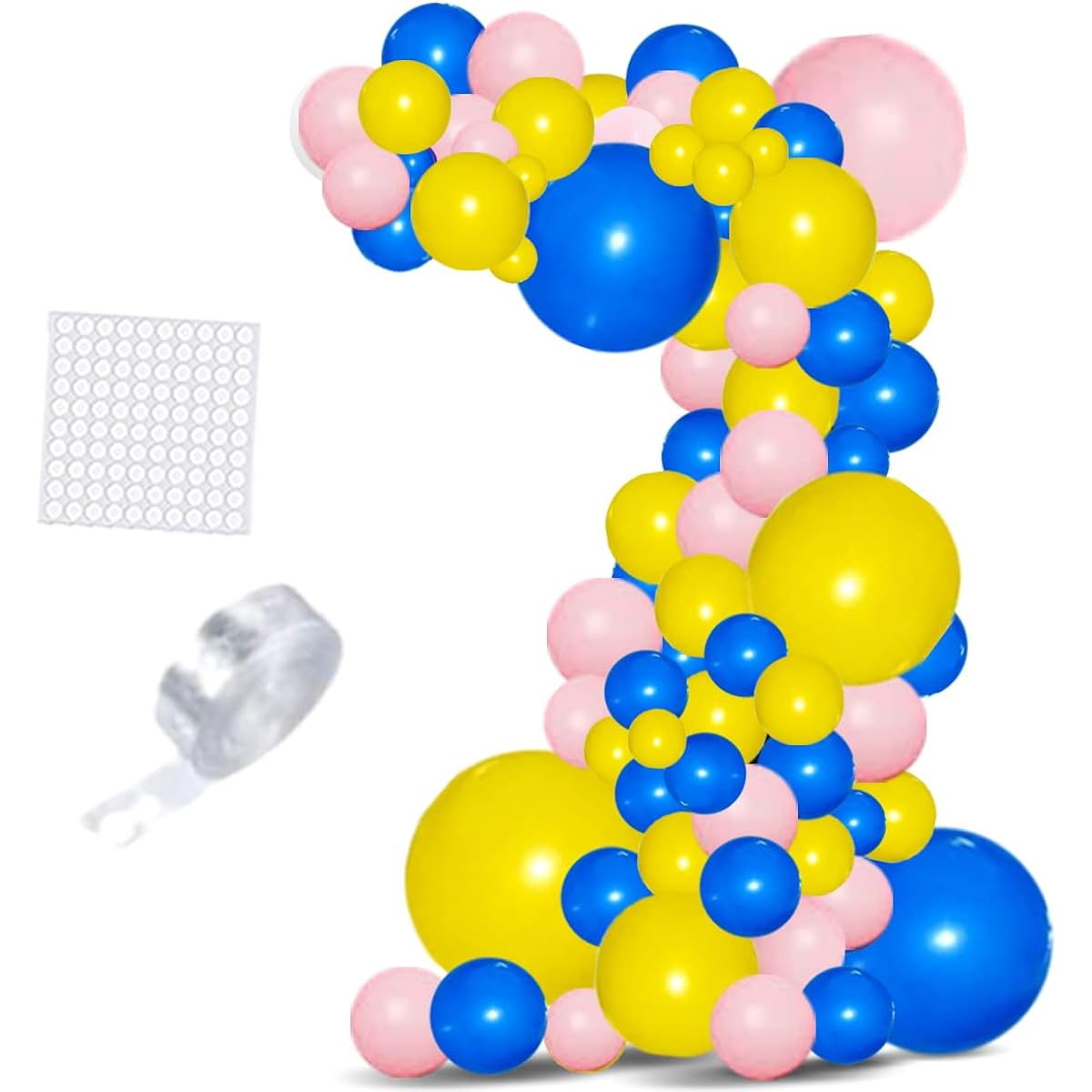 Blue Yellow Pink Balloon Garland Arch Kit - 122 Pieces Yellow Pink Balloons Royal Blue Balloon Arch Holder Tools 16ft Cartoon Hedgehog Baby Shower Carnival Birthday Party Decorations