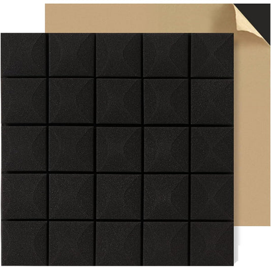 Anti-noise Indoor Wall Acoustic Panels, Self-adhesive Soundproof Foam Panels, Fire Retardant Acoustic Foam Wedge Tiles for Home Theater, Concert Hall (Black 50*50*5CM) (Black