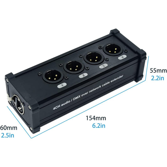 Arklove XLR Cable Female to Male Multi-Network Snake Receiver 3 Pin 4 Channel Ethercon with RJ45 Jack for Stage Lighting DMX 512 Sound Recording Studio Compact Cat6 Cat5 Ethernet