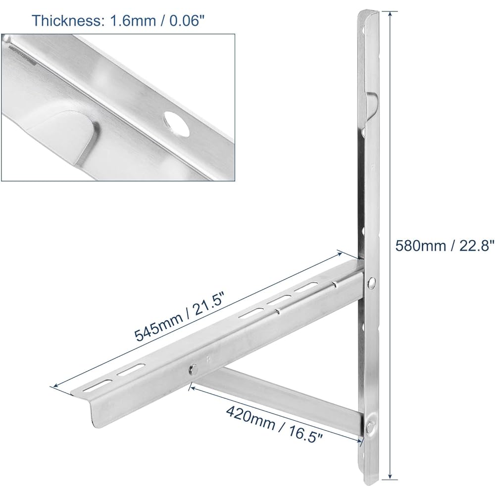 PATIKIL 1 Set Mini Split Wall Mount Bracket for 9000-36000BTU Up to 570 lbs Condenser Ductless AC Heat Pump System Stainless Steel Bracket