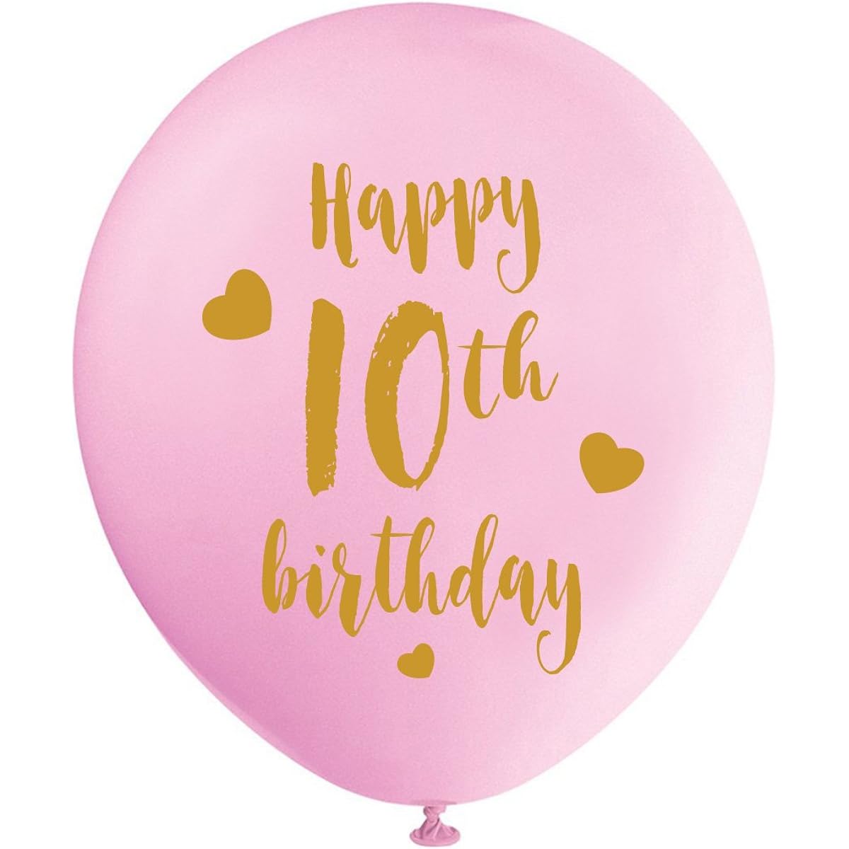 Pink 10th Birthday Latex Balloons 12 Inch (16pcs) for Girls Gold Happy 10th Birthday Party Decorations Supplies