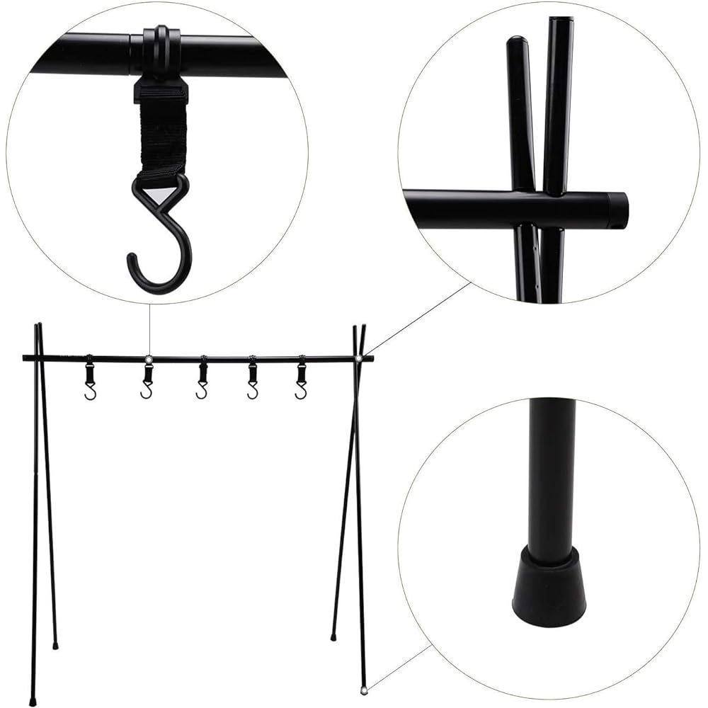 Hanging Rack Lantern Stand Lantern Hanger Moyot Aluminum Alloy Outdoor Camping Foldable Lightweight 6 Movable Hooks Comes with Dedicated Storage Bag