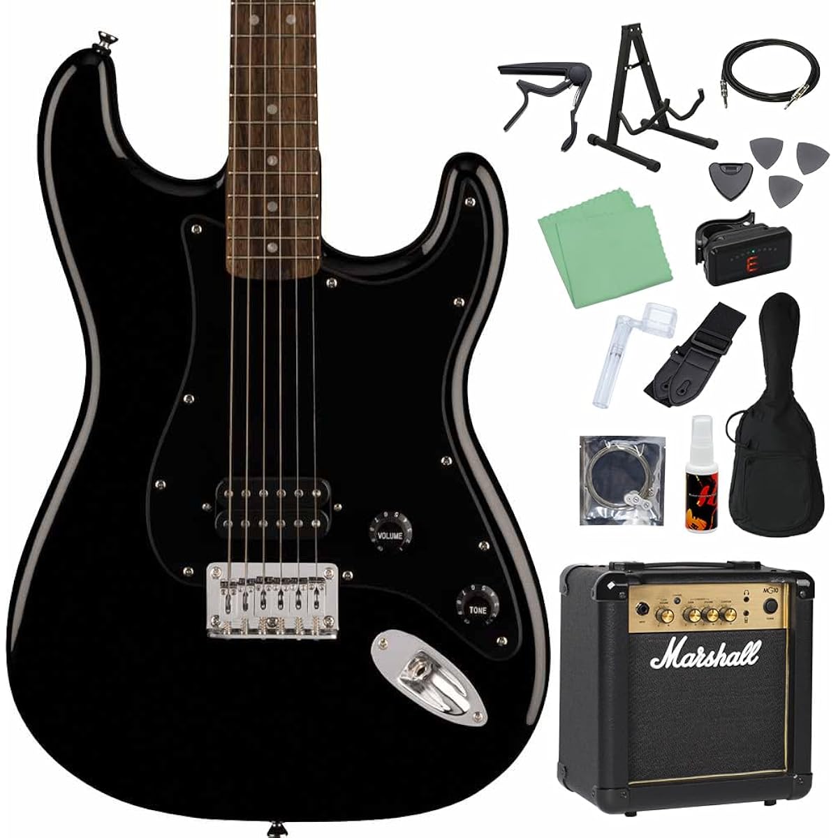 Squier by Fender SONIC STRATOCASTER HT H Black 14-piece electric guitar beginner set [with MG10] Stratocaster Hardtail 1PU Squier/Squier