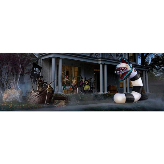 Warner 9.5ft Pre-Lit Halloween Inflatable! Cartoon Beetlejuice Sandworm Air Blow for Halloween Decoration! Quick Auto Inflate & Easy Setup! Perfect for Party Decoration!