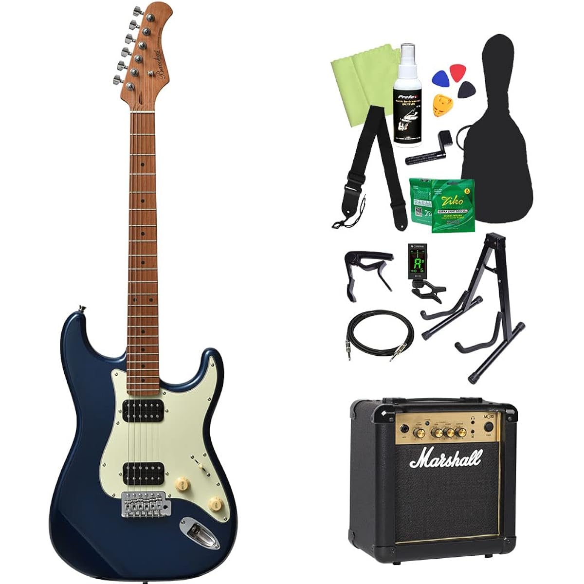 Bacchus BST-3-RSM/M Electric Guitar Beginner 14-Piece Set [Includes MG10] 3TS Stratocaster Type Roasted Maple Neck Bacchus