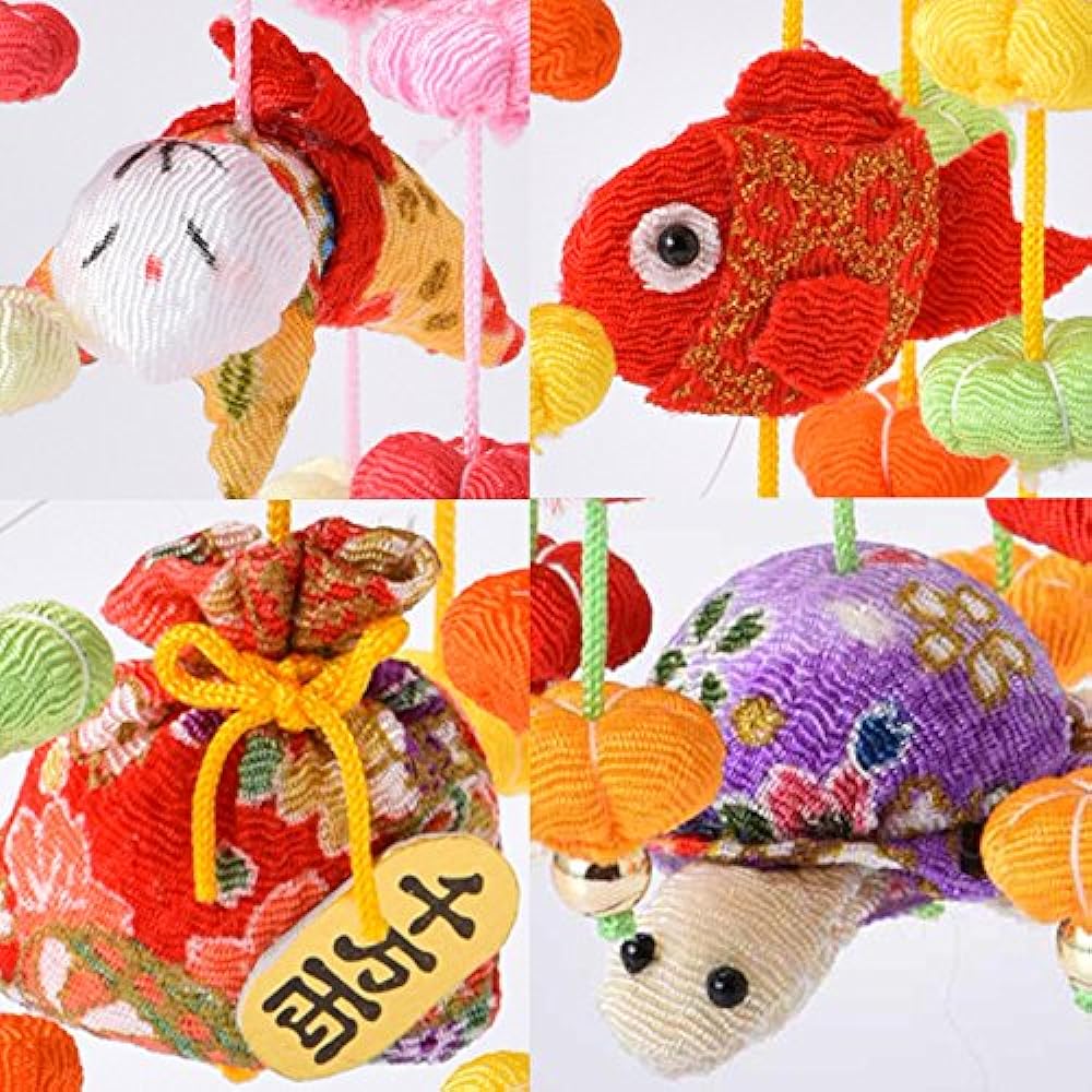 Takagi Textile Panami Crepe Bean Umbrella Hanging Hina Production Kit, Five Decorations, Red LH425
