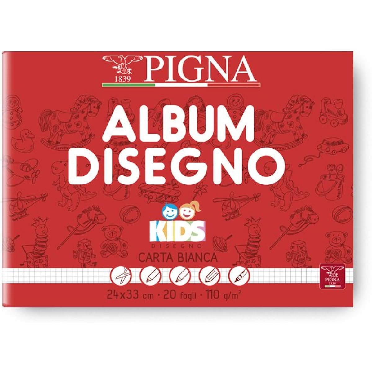 Pigna 02019635M 10-sheet pack drawing album 20 sheets 24×33cm
