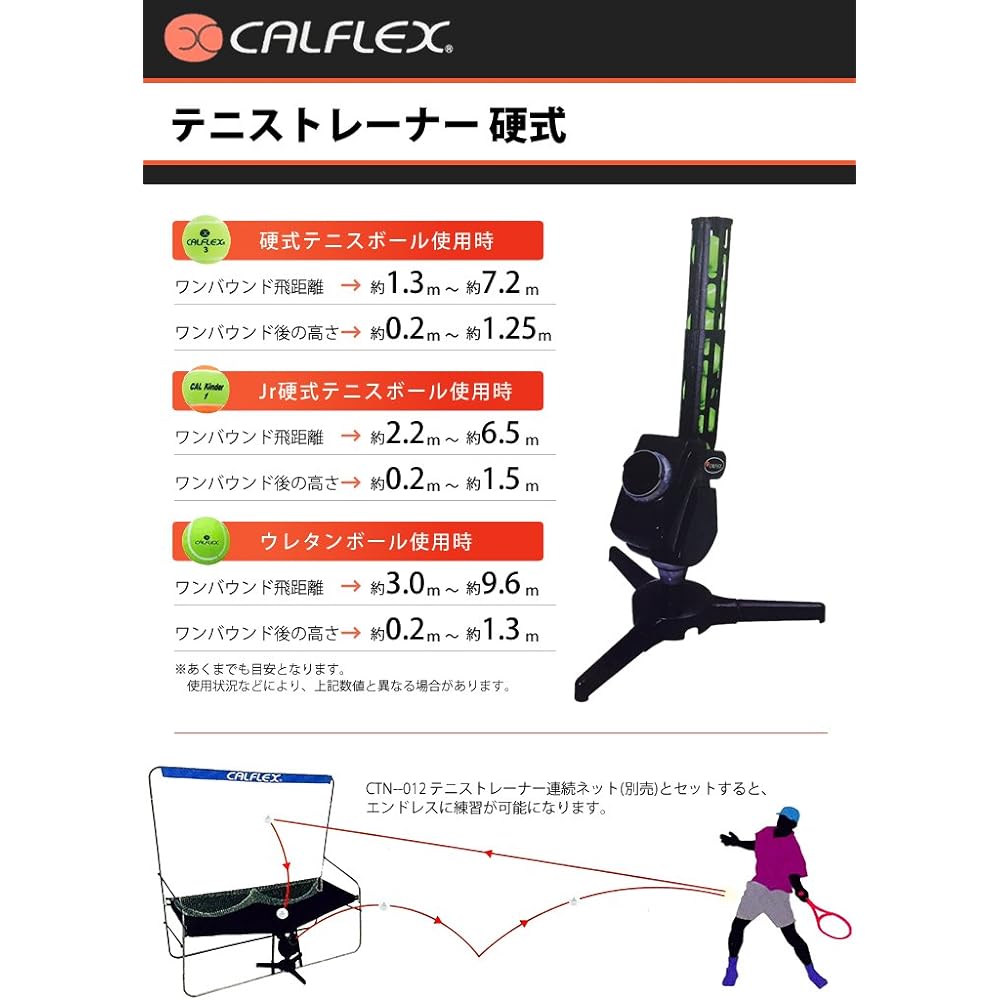 SAKURAI CALFLEX Tennis Toss Machine Tennis Trainer Hardball Hardball Compatible CT-012 CTN-012 Net Compatible