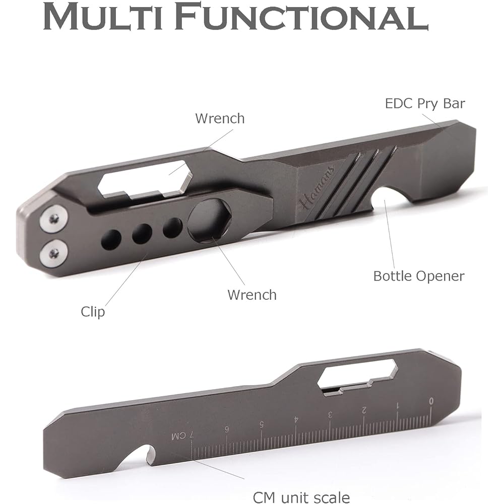 Hamans Titanium EDC crowbar, EDC crowbar, EDC key chain, crowbar, mini crowbar opener pocket holder, multifunctional tool with carrying bag