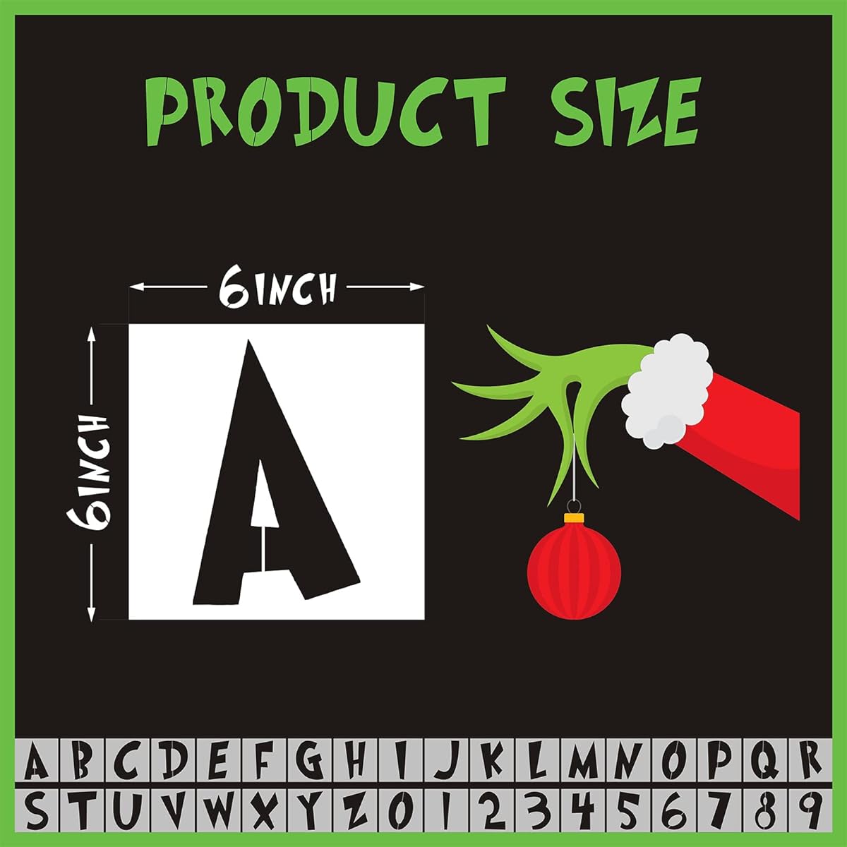 36 Pieces Christmas Grinch Alphabet Stencils - Reusable Grinch Letters Numbers Stencils Templates for Christmas Holiday Wood Wall Fabric Chalkboard Signs DIY Art Projects Decor (6 inch)