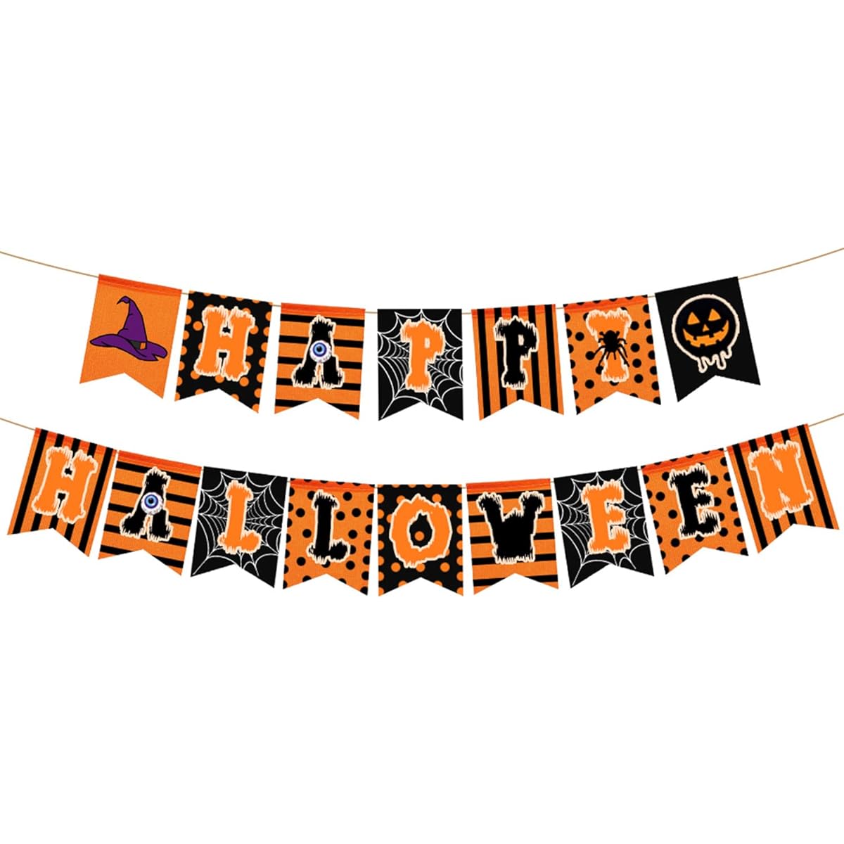 rogeramz Happy Halloween Banner Hanging Fireplace Halloween Banner Black Orange Spider Web Theme Home Decoration Party Decoration