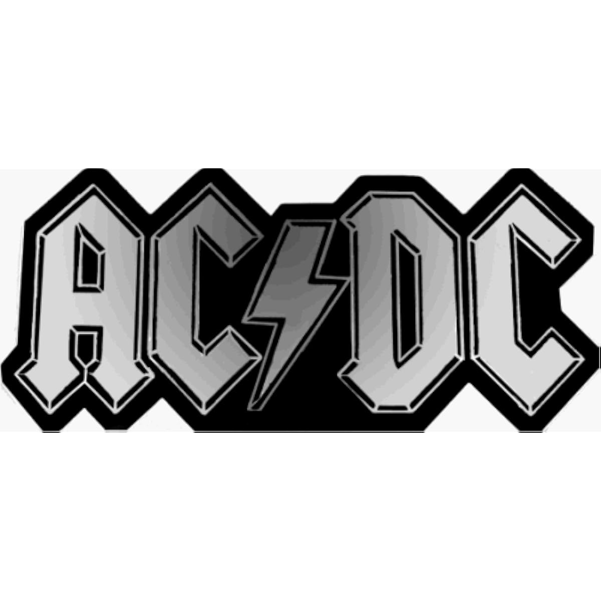 AC/DC - Shiny Silver Chrome with Black Logo - Shiny Foil Sticker