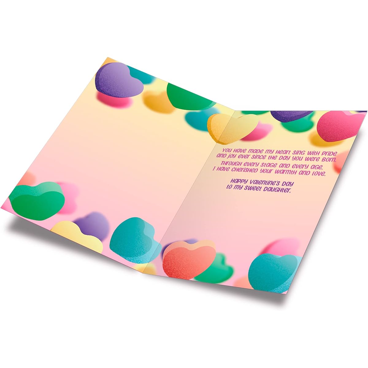 Prime Greetings Daughter Valentine's Day Cards Made in the USA on Eco-Friendly Heavyweight Card Stock with Premium Envelopes 5" x 7.75" Protective Mailers Included (Sweet Candy)