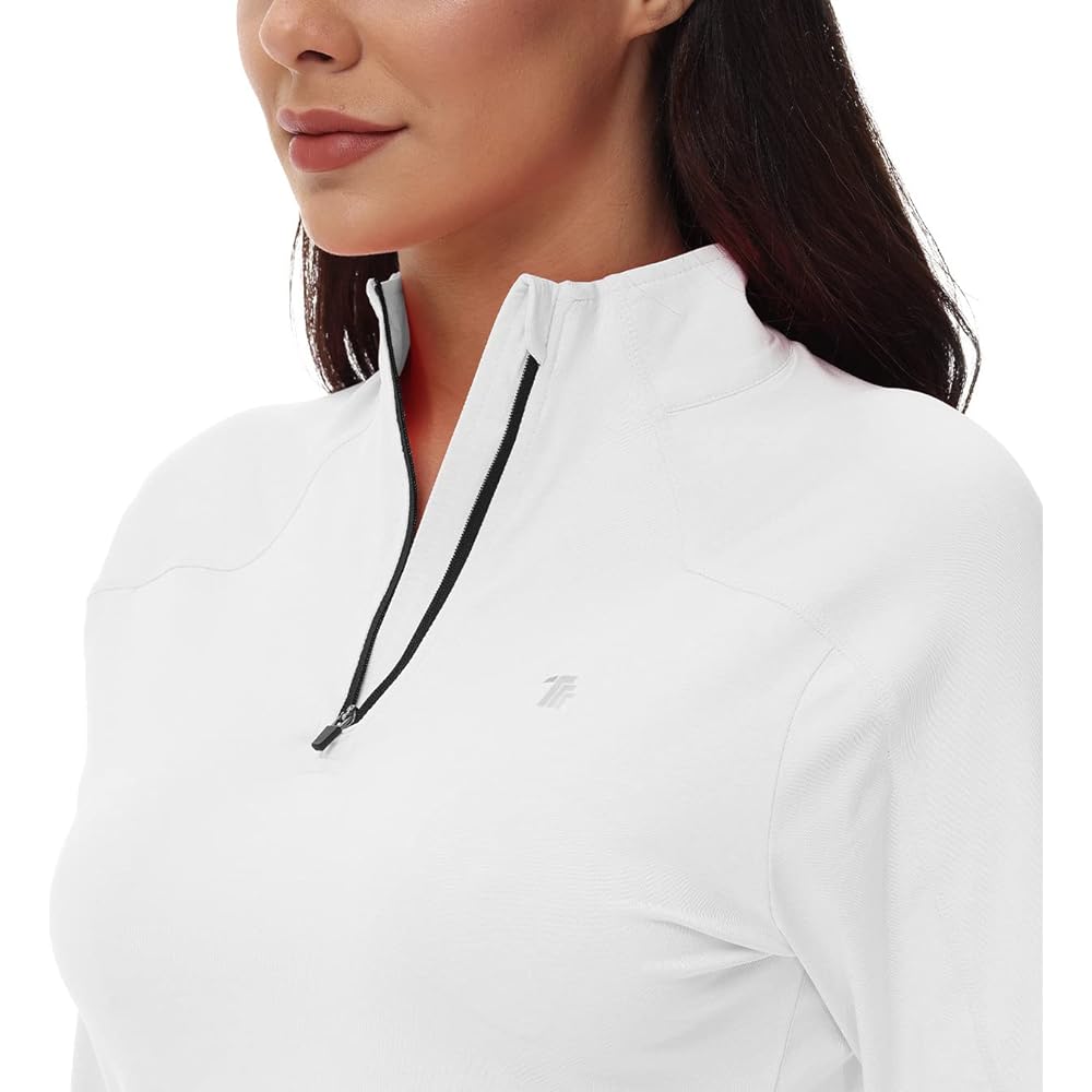 [Gopune] Half Zip Women's Long Sleeve T-Shirt Sports Shirt Running Wear Golf Wear Tennis Wear Cut and Sewn Stretch Long Shirt Thin Sweat Absorbent Quick Drying For Spring and Autumn UV Protection 10 Colors Available