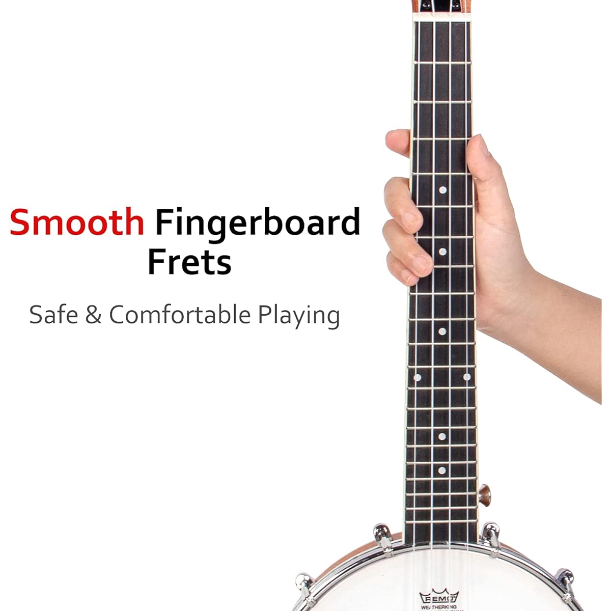 Banjolet Sapele Travel Banjolet 26 Inch 4 String Lotmusic Remo Drum Head Open Back Beginner Kit Extra String Allen Wrench Tuner Sandpaper Ruler Bag