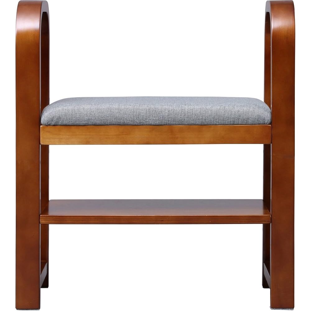 Iris Ohyama Entrance Bench Entrance Chair Brown Depth 29 x Width 55 x Height 60cm Height Adjustable with Shelf Support Chair GC-55