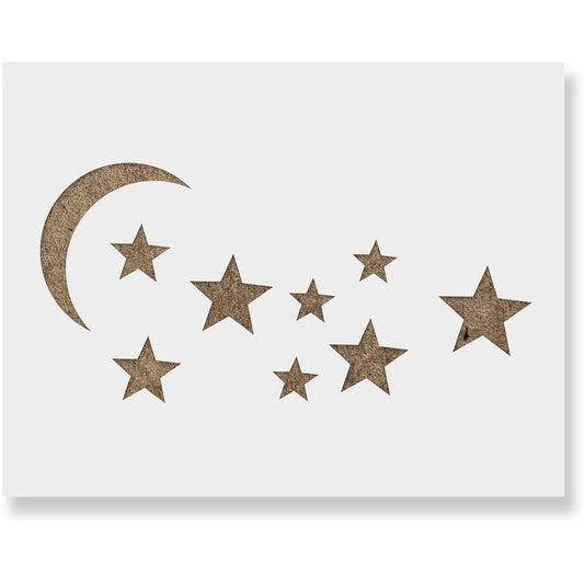 Moon and Stars Stencil Template - Reusable Stencil with Multiple Sizes Available 36"x24"