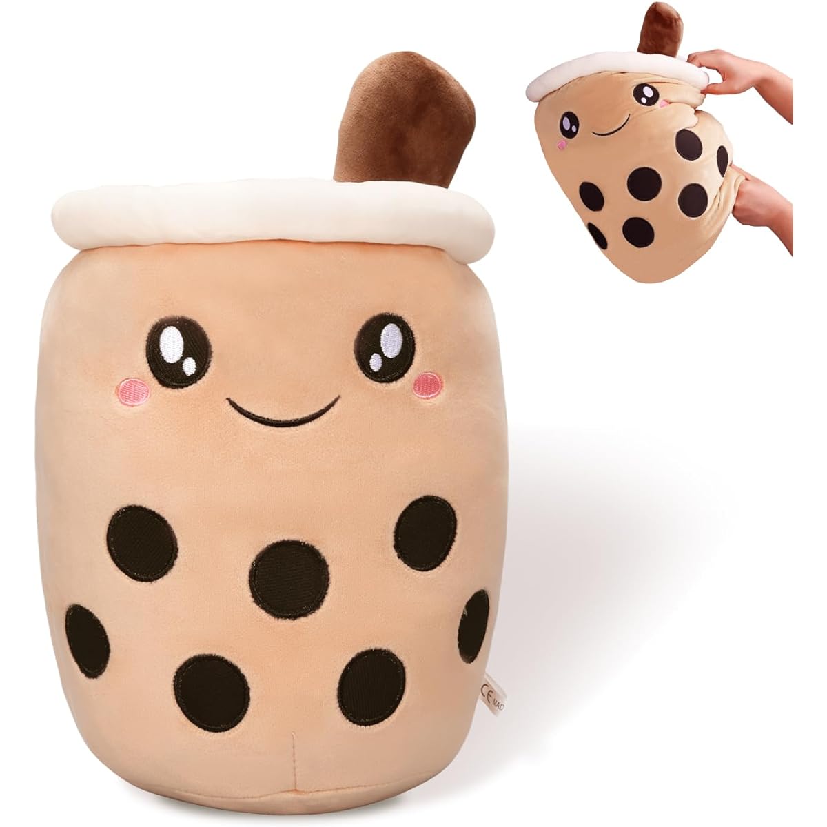 PLYFOU 17.7inch Bubble Tea Plush Toy Cute Stuffed Animal Bubble Milk Tea Toy Bubble Tea Pillow Bubble Tea Plush Toy for Girls Brown,L