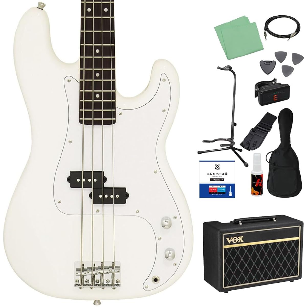 LEGEND LPB-Z WH Electric Bass Beginner 12-piece Set [With VOX Amplifier] Precision Bass Type P-Bass White Legend