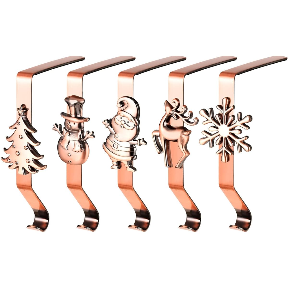 XIUSHE-Christmas Stocking Holder with Removable Holiday Icons, Fireplace Stocking Holder, Stocking Hanger for Christmas Decorations, Silver(Copper)