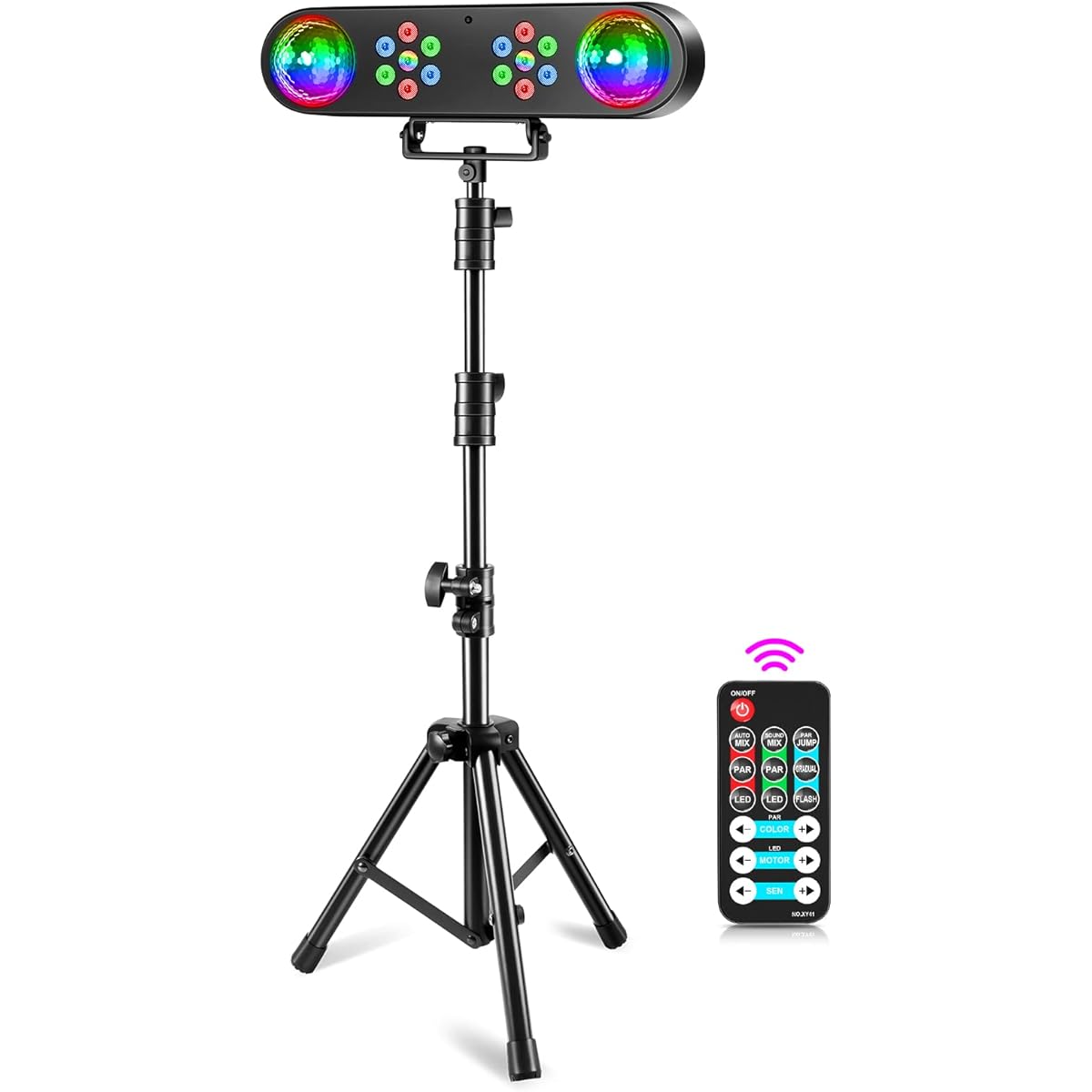 DJ Light with Stand Disco Ball Party Light DJ Light Set with Remote Control Rotating Ball Strobe Colorful LED Par Light for Bar Gig Move Band Dance Wedding Halloween Christmas Gift