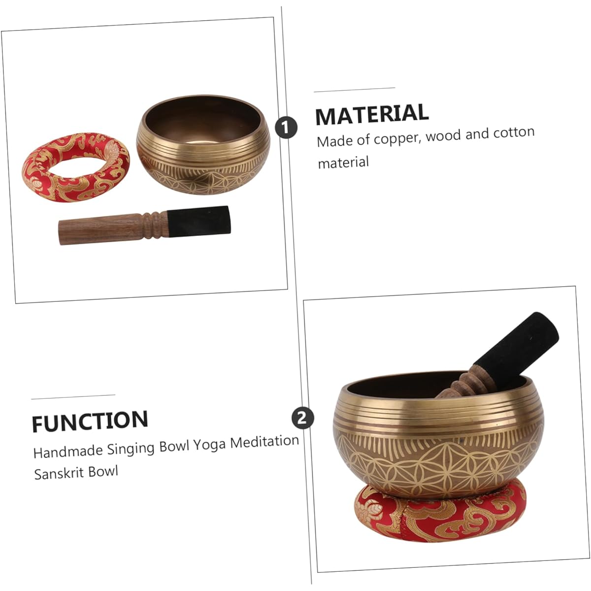 VINTORKY 1 Set Buddhist Music Bowl Colorful Healing Spirit Yoga Yogi Meditation Bowl Music Bowl Yoga Manual Tools Cotton