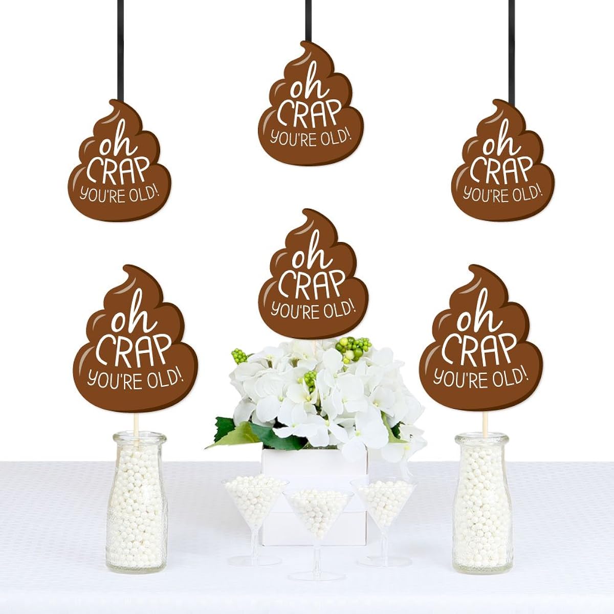 Big Dot of Happiness Oh Crap, You're Old - Poop Decorations DIY Poop Birthday Party Essentials - Set of 20