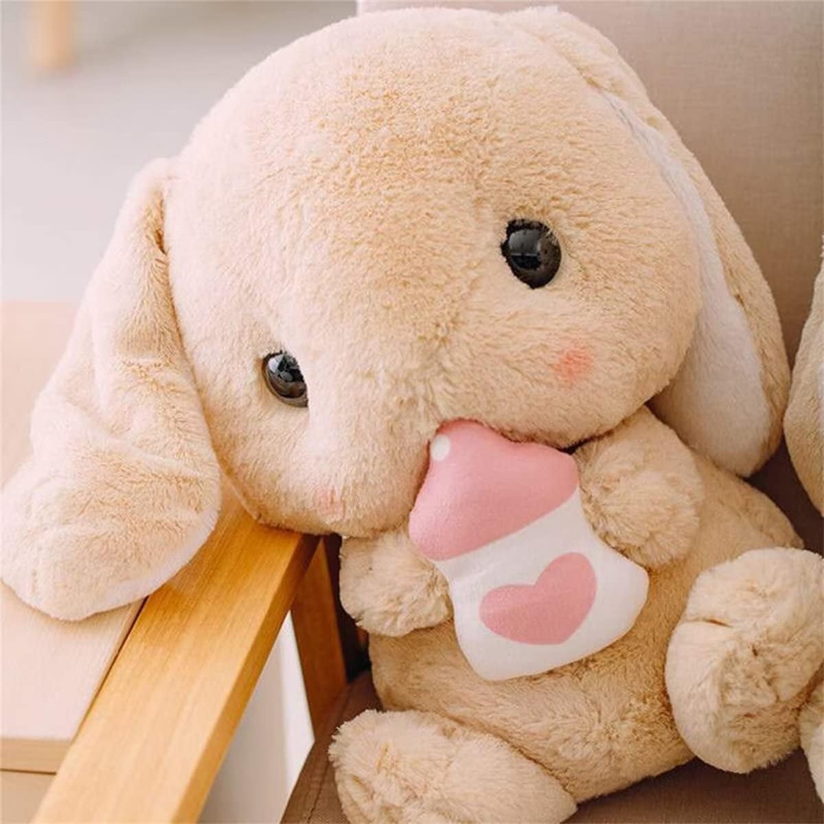 MSGKV Cute Bunny Stuffed Animals, Easter Bunny Plush Toys, Small Rabbit Plush Bunny Pillow for Kids Girls Women Christmas Eve Birthday Christmas Valentine's Day 12.5inch/32cm Brown Baby Bottle