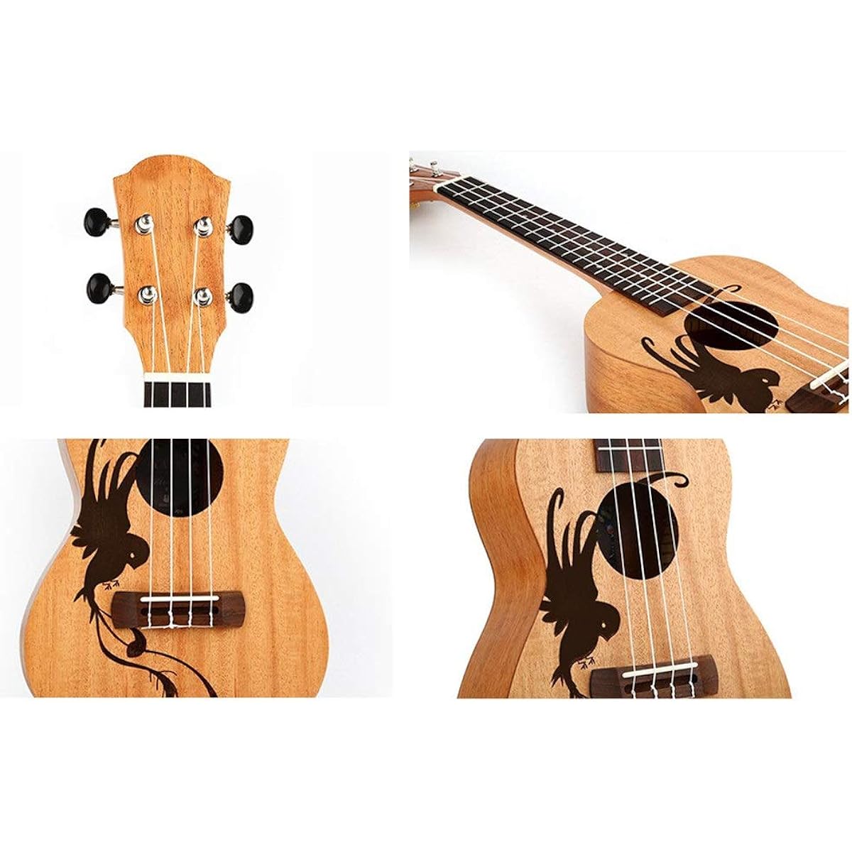 Ukulele Mini 21 Inch Soprano Ukulele Sapele Wood Nylon String Uke Hawaii Guitar with Gig Bag for Kids Students Beginners Musical Instrument Gift Ukulele Sopra (Color: Wood, Size: 21 inches)