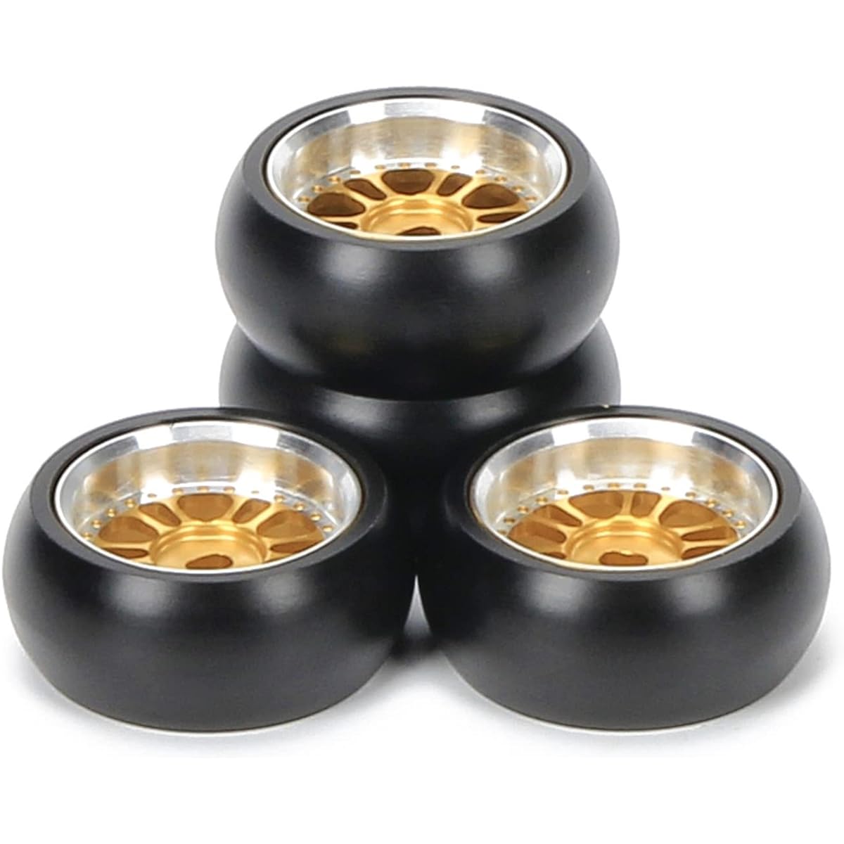 RCAWD Alloy Rim Wheels Classic Drift Tires Width 11mm OD 27mm 12 Spokes 4pcs 1/28 Wltoys K969 K989 P929 Kyosho Mini-Z Mini-Q Mini-D Upgrade Parts (Yellow)