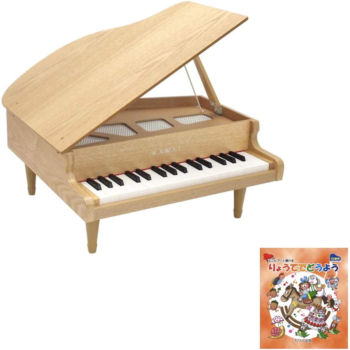 KAWAI Mini Grand Piano Natural Wooden Ryoten Song Collection Set 1144 with Doremifa Seal KAWAI