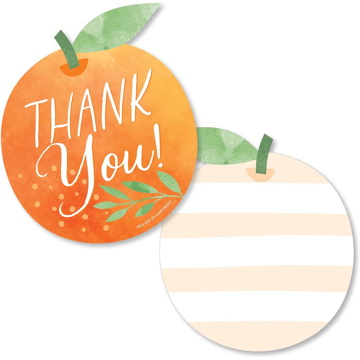 Big Dot of Happiness Little Clementine - Shaped Thank You Cards - Orange Citrus Baby Shower Birthday Party Thank You Note Cards with Envelopes - Set of 12