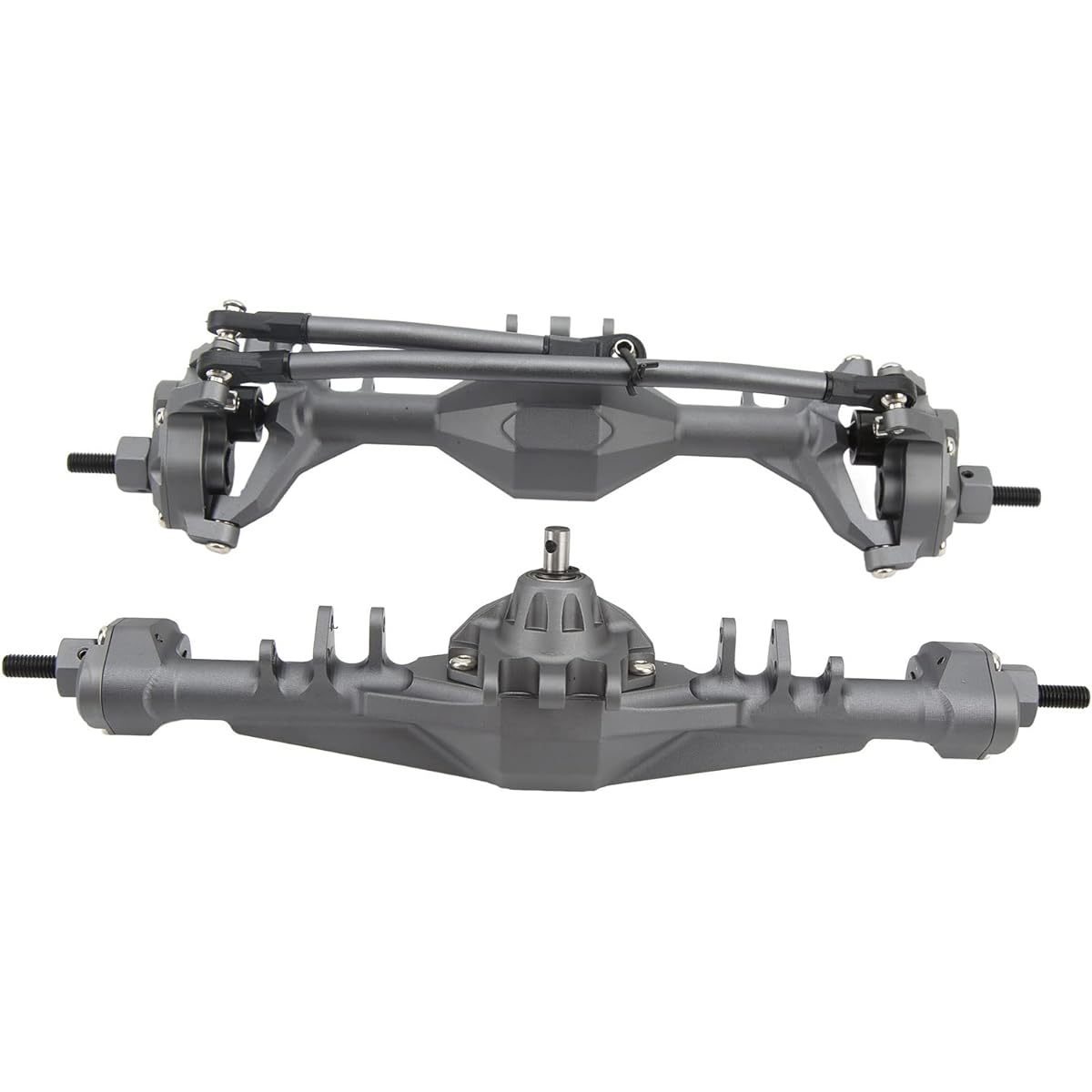 RC Car Front Rear Axle Set, RC Front Rear Axle Durable Wearable Length 223mm Height Extension Scx10II (Gray)
