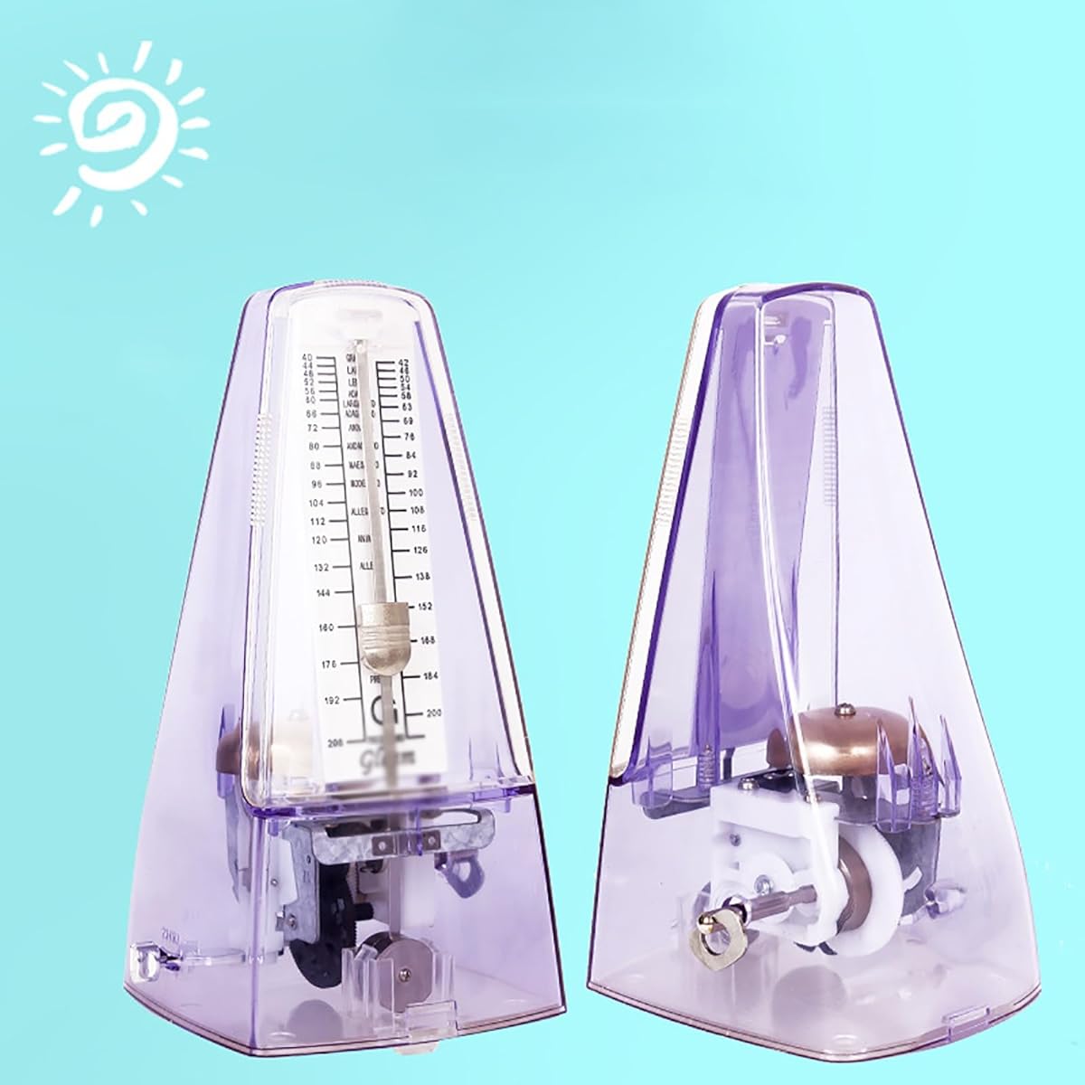 Metronome for playing musical instruments Transparent mechanical metronome Guitar Violin Piano Universal Easy to operate (Color: Purple, Size: 20.3x11.7x10cm)