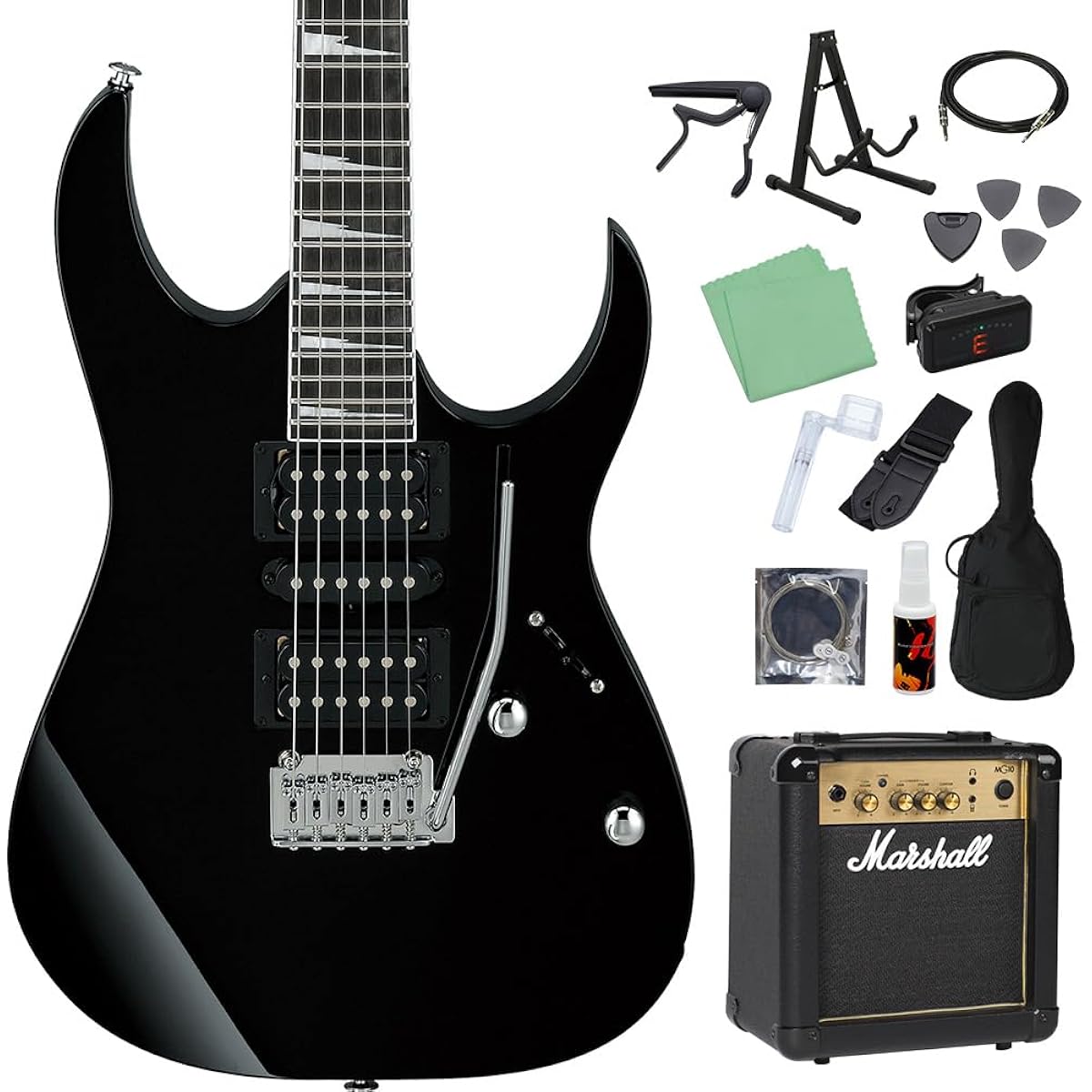 Gio Ibanez GRG170DX BKN (Black Night) Electric Guitar Beginner 14-piece Set [Includes MG10] Gio Ibanez
