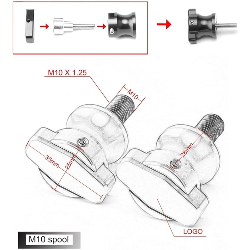 Stand Screw Slider 10mm CNC Swing Arm Spool Bracket Screw Slider is perfect for Kawasaki ER6N ER-6N 2006-2016 2014 2015 (Color: Orange)
