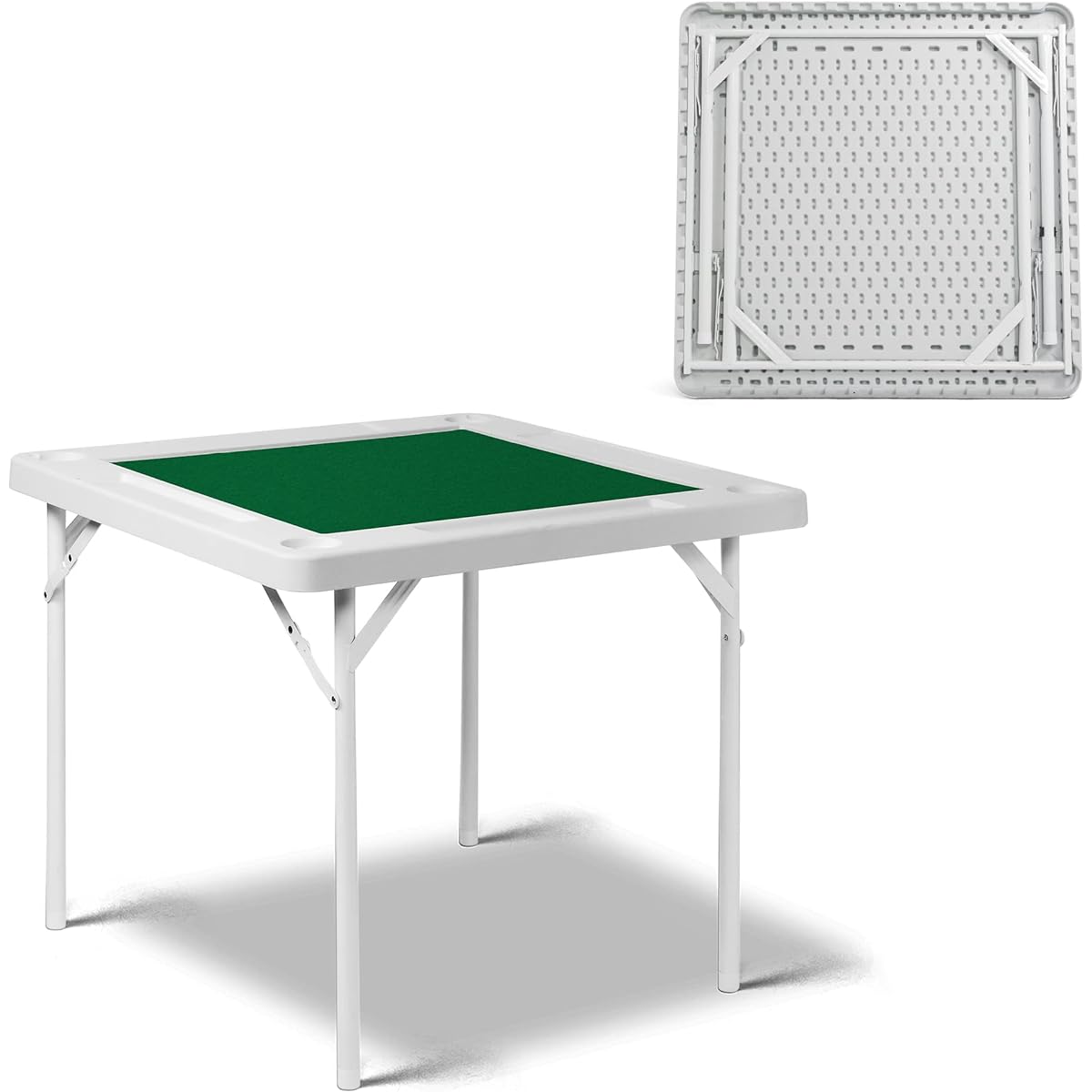 35.4 Inch Mahjong Table Foldable Square 4 Player Card Table Portable Poker Table 4 Cup Holders & 4 Chip Grooves Foldable Game Puzzle Table Table Games Domino Games Board Games for Camping