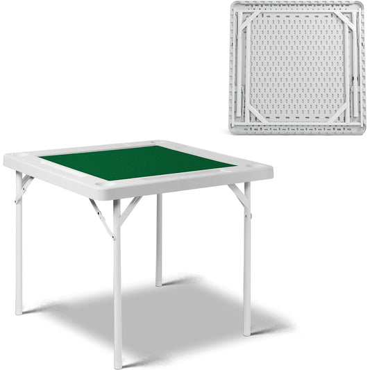 35.4 Inch Mahjong Table Foldable Square 4 Player Card Table Portable Poker Table 4 Cup Holders & 4 Chip Grooves Foldable Game Puzzle Table Table Games Domino Games Board Games for Camping