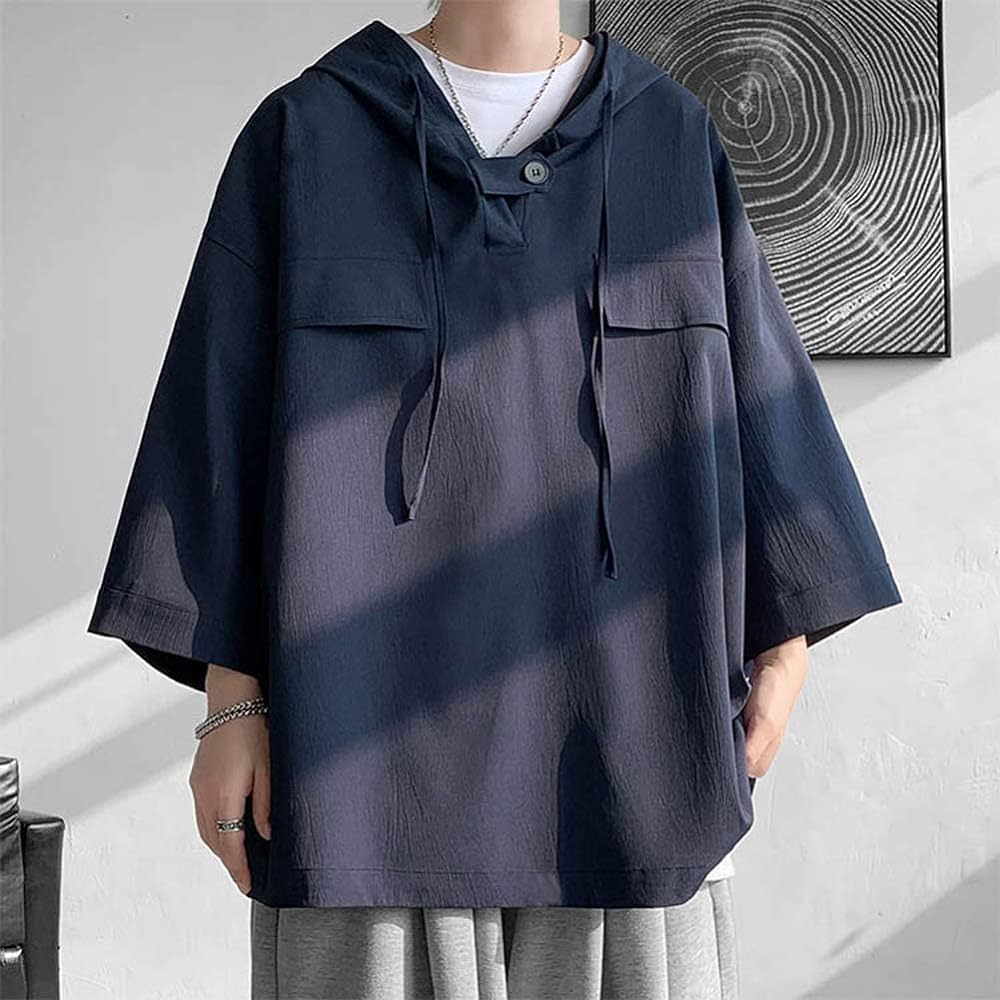 [KOTRBOY] Men's Parka, Half Sleeve, Spring/Summer, Plain, Thin Pullover, Stylish, Hooded, Loose, Large Size