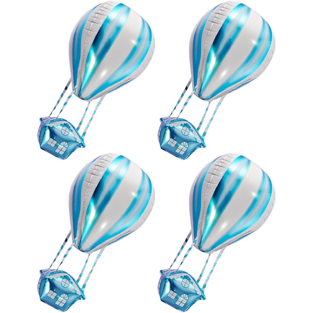 Gadpiparty 4pcs Hot Air Foil Balloons Hot Air Balloons Mylar Aluminum Film Balloons 4D Party Balloons for Baby Shower Wedding Birthday Party Decorations Blue