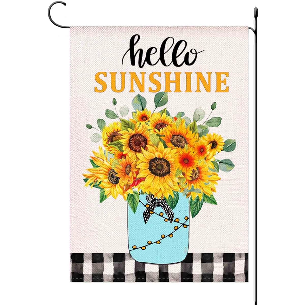 KROMNOUR Hello Sunshine Sunflower Garden Flag Spring Summer Flower Small Garden Flag Double Sided Seasonal Holiday Gift Lawn Outdoor Decor 12.5x18 Inch